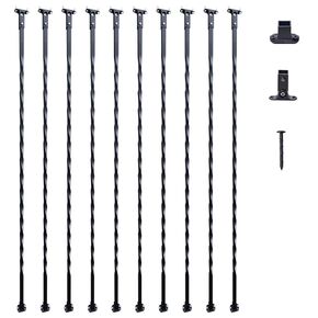 VEVOR Staircase Metal Balusters, 44'' x 1/2" Galvanized Steel Decorative Banister Spindles, 10 Pack Deck Baluster with Hollow Double Baskets, Spiral Stair Railing with Shoes & Screws