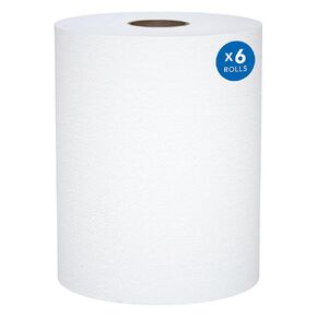 Scott® Universal 100% Recycled Fiber Hard Roll Towels (56158), with Absorbency Pockets™, 1.5" Core, White, (800'/Roll, 6 Rolls/Case, 4,800'/Case)