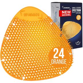 Urinal Screen Deodorizer (24 Pack) - Urinal Cakes - Fresh 3d Wave Anti-Splash - Odor Protection for Toilets in Bathroom Office Stadiums Schools with Free Gloves - 24 pcs Orange Spectrum Model