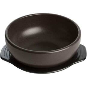 Crazy Korean Cooking Korean Stone Bowl (Dolsot), Sizzling Hot Pot for Bibimbap and Soup - Premium Ceramic (Large with Lid)