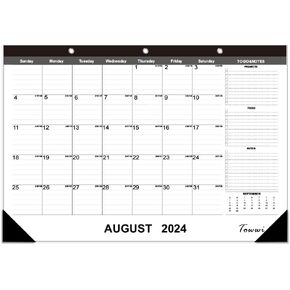 TOWWI Monthly Desk Pad Calendar Desk/Wall Calendar for Daily Schedule Planner, 16.7x11.6 inches (Black)
