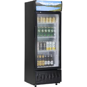 VEVOR Commercial Merchandiser Refrigerator, 6.8 Cu.Ft / 195L Beverage Refrigerator Cooler Merchandiser, Glass Door Display Refrigerator Upright Fridge with 3 Adjustable Shelves, Customizable Lightbox