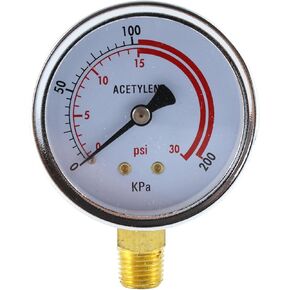 Low Pressure Gauge for Acetylene Regulator 0-30 psi - 2 inches