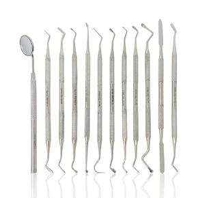 Cynamed 14-Piece Stainless Steel Micro Precision Probe Set: Straight, Single, Short Double, Long Double, Triple and Hook Tips 5.5" to 6". (14 PC)