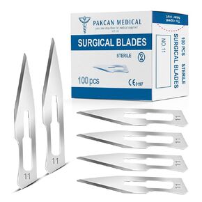 100 pcs #10R Dermaplaning Scalpel Blades 0.7 mm Extra Wide Sterile Blades Carbon Steel - Individually Wrapped Pack of 100 Blades (#10R Blades (100 Qty))