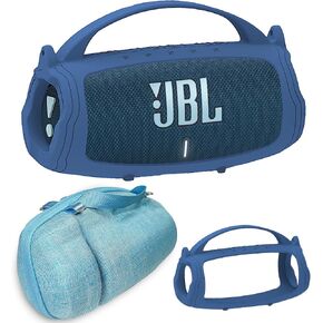 Silicone Cover and Travel Case for JBL Charge 4 / Charge 5 Portable Bluetooth Speaker, Accessories Case for JBL Charge 5 / Charge 4 Speaker (Black Case)