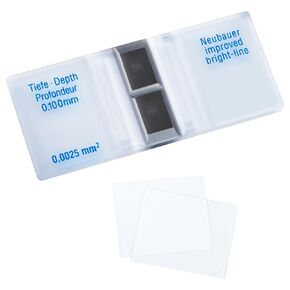Cell Counting Chamber with Bright Line Hemocytometer Improved Neubauer Hemocytometer, Cellware Chambers with 2 Pcs Cover Glass for Counting Cells, Pollen in Laboratory Factory Medical