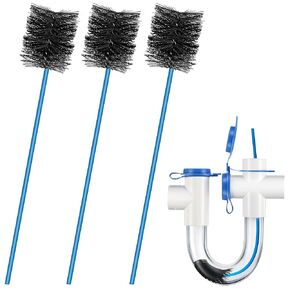 3 Pcs Condensate Trap Flexible Drain Brush, 16'' AC Drain Line Cleaning Brush for AC Condensate P Trap, HVAC Condensate Drain Trap