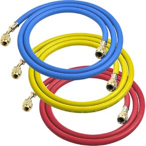 2024 Upgrade 22985 Plus II Manifold Hose Set，72",Low Loss,Standard 1/4" FL to 1/4" FL Vacuum Certified Refrigerant Hose,for R410A and All Common Refrigerants- 800 PSI Working Pressure,(Pack of 3)