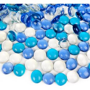 HappyFiller 5 LB Decorative Glass Gems Stones Flat Marbles with 1 PC Inspirational Glass Bead for Fall Vase Fillers,Table Scatters,Floral,Crafts Pebbles,Fish Tank,Home Accents,Amber Mixed