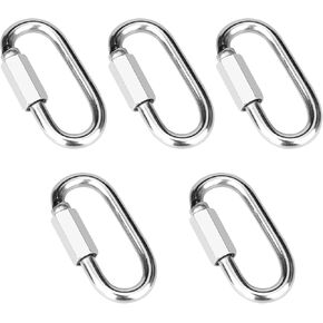 5 Pcs 2.3" 316 Stainless Steel Screw Chain Quick Links, Carabiner D Shape Chain Links 880LB Capacity Repair Utility Links for Camping Outdoor Equipment Locking Hammocks Harness Leash