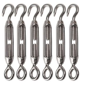 YAMASO 6Pcs M4 Hook & Eye Turnbuckle Wire Rope Tensioner Stainless Steel 304