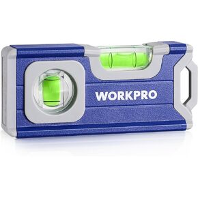 WORKPRO Small Level, 4-1/2 Inch Mini Level Tool, Magnetic Pocket Level with 2 Different Bubbles 90°/180°, Aluminum Alloy Construction, Cobalt Blue