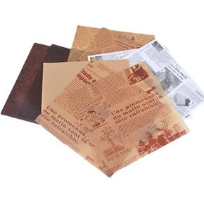 Deli Wax Baking Paper,50 Sheets Square Wrapping Oil-Absorbing Paper,White Foodprint Theme Sandwich Greaseproof Food Basket Liners Paper for Cakes,Breads,French Fries,Pizza,Burgers,Hot Dogs,8.7 inch
