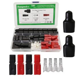 20 Pair 45A Quick Disconnect Terminals Connectors 4-6mm² (10-12AWG) Battery Connector Modular Power Connector with PVC Flame Retardant Connector Sleeve Cover