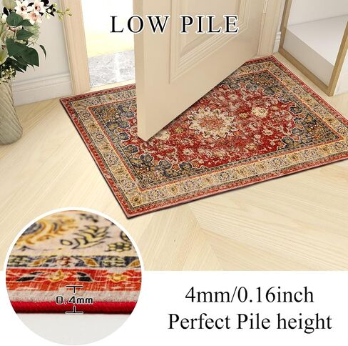 Washable Area Rug,Indoor Vintage Living Room Carpet,Soft,Low Pile,Non Shedding, Easy Clean,Machine Wash,Non Slip Soft Large Rug Bohemian for Bedroom,Entry Throw Carpet Stain Resistance in Saudi Arabia