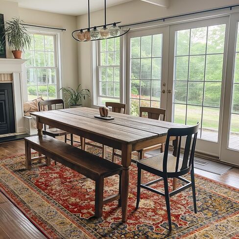Washable Area Rug,Indoor Vintage Living Room Carpet,Soft,Low Pile,Non Shedding, Easy Clean,Machine Wash,Non Slip Soft Large Rug Bohemian for Bedroom,Entry Throw Carpet Stain Resistance in Saudi Arabia