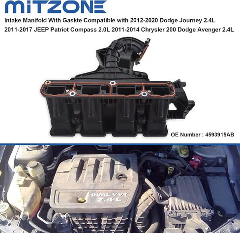 Intake Manifold w/Runner Control Valve & Air Pressure Sensor Compatible with 09-17 Dodge Journey Avenger/Jeep Compass Patriot/Chrysler Sebring 1.8L 2.0L 2.4L Part# 4884495AK 4884495AH 911-902 in Saudi Arabia