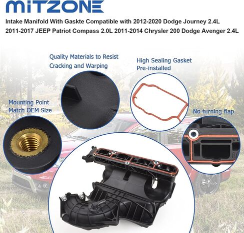 Intake Manifold w/Runner Control Valve & Air Pressure Sensor Compatible with 09-17 Dodge Journey Avenger/Jeep Compass Patriot/Chrysler Sebring 1.8L 2.0L 2.4L Part# 4884495AK 4884495AH 911-902 in Saudi Arabia
