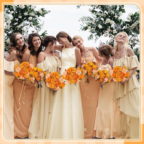 8 Pack Artificial Peony Silk Flowers Fake Peonies Vintage Wedding Bouquets Faux Flowers for Bride Wedding Home Birthday Arrangement Table Decoration (Orange) in Saudi Arabia