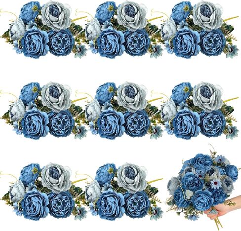 8 Pack Artificial Peony Silk Flowers Fake Peonies Vintage Wedding Bouquets Faux Flowers for Bride Wedding Home Birthday Arrangement Table Decoration (Orange) in Saudi Arabia
