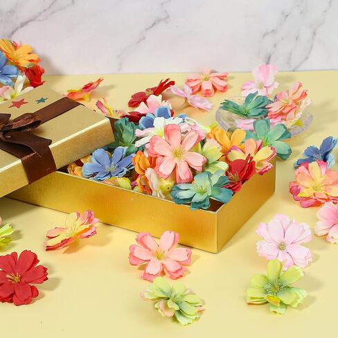 100 Pcs Fake Flowers for Crafts Flower Heads Silk Flowers for Crafts Mini Fake Flowers Faux Flowers Artificial Plum Flower Heads for Hair Assorted Decorative Fabric Flowers for Wedding Party in Saudi Arabia