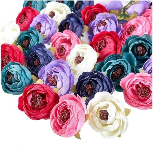 Juvale Artificial Peony Flower Heads for DIY Crafts, Decorations, Mixed Colors (1.6 in, 60 Pack) in Saudi Arabia