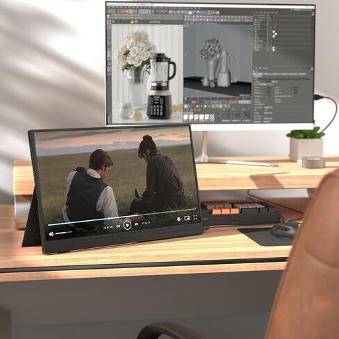 شاشة لمس محمولة، شاشة لمس محمولة مقاس 15.6 بوصة، شاشة تعمل باللمس، شاشة خارجية HDMI USB-C IPS، شاشة ألعاب مدمجة بمكبرات صوت مزدوجة لهواتف الكمبيوتر المحمول PS5/4 Xbox Switch in Saudi Arabia