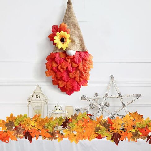 Fall Maple Leaves Garland, 5.7Ft/Piece Artificial Maple Leaf Autumn Garland Fake Fall Leaves Hanging Vines Table Fireplace Front Door Fall Decor Thanksgiving Outside Indoor Decor (2pcs A) in Saudi Arabia
