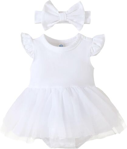 Magic Park 0-18M Infant Bodysuit Tutu Dress Baby Girl Romper Dress Toddler Solid Color Tulle Skirt Baptism Holidays Outfits in Saudi Arabia