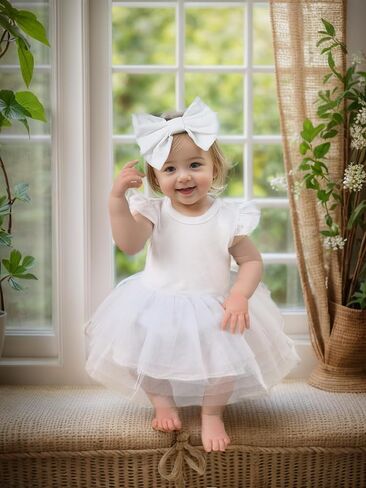 Magic Park 0-18M Infant Bodysuit Tutu Dress Baby Girl Romper Dress Toddler Solid Color Tulle Skirt Baptism Holidays Outfits in Saudi Arabia