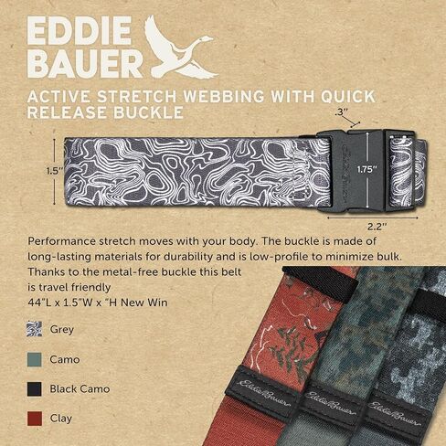Eddie Bauer mens Active Stretch Webbing Belts With Quick Release Buckle Belt (pack of 1) in Kuwait