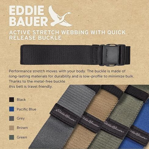 Eddie Bauer mens Active Stretch Webbing Belts With Quick Release Buckle Belt (pack of 1) in Kuwait