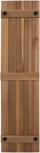 600365 Porter 15 in. x 72 in. Cedar Board and Batten Shutters Pair in Natural in Saudi Arabia