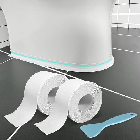 Caulk Tape, Toilet Caulk Strip Waterproof Self Adhesive, Caulking Tape for Kitchen, Toilet,Countertop, Bathroom, Sink, Bathtub, White PVC Caulk Strips for Bathroom Waterproof 1.5" x 31.5Ft with Tool in Saudi Arabia