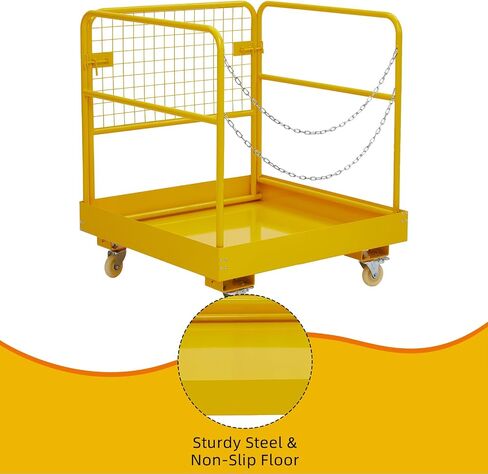 Forklift Safety Cage 36"x36" for 1 or 2 People, Towallmark Forklift Man Basket 1200 Lbs, Foldable Forklift Work Platform for Changing Lights, Painting, Roof Repair, Tree Service in Saudi Arabia