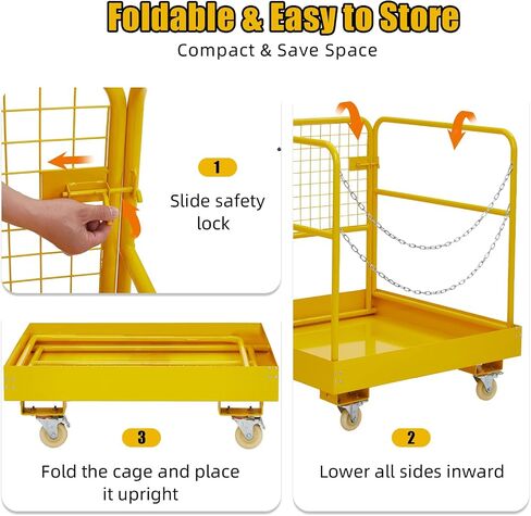 Forklift Safety Cage 36"x36" for 1 or 2 People, Towallmark Forklift Man Basket 1200 Lbs, Foldable Forklift Work Platform for Changing Lights, Painting, Roof Repair, Tree Service in Saudi Arabia