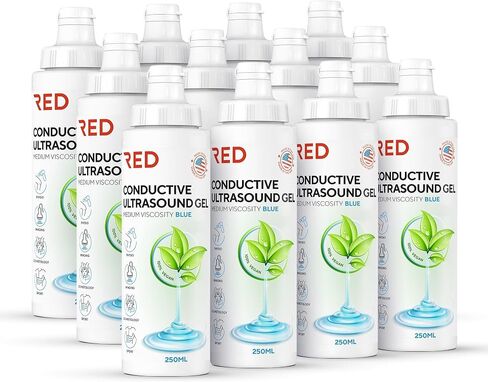 Conductive Ultrasound Gel for Imaging, Cavitation, TENS Units & Baby Dopplers, 12 x 8.45 fl oz - Hypoallergenic & Unscented - Made in USA - 12 Bottles, 8.45 fl oz / 250mL in Saudi Arabia