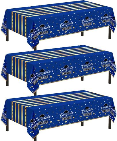 Childom 3 Pack Black and Gold Tablecloths for Events,54"x108" Plastic Table Cloths for Rectangle Tables,Disposable Party Table Covers for New Years Eve Decorations 2027,Holiday Birthday Wedding Dining in Kuwait