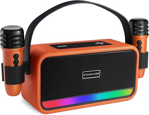 Starfavor KM-20 Karaoke Machine,Bluetooth Karaoke Speaker with 2 Wireless Microphones,5 LED Light,Portable Karaoke Set Support TF Card/USB,AUX Gift for Home Party Birthday Christmas(Green) in Kuwait