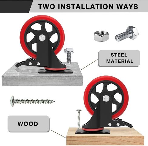 5 Inch Heavy Duty Casters Set of 4, Locking Industrial Casters with Brake, Swivel Top Plate Casters Wheels for Furniture and Workbench(Free Hardware Kits) in Saudi Arabia