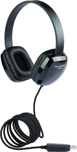 Cyber Acoustics ACM-6005 USB-A Headphones with Reinforced TuffCord | Wired USB Headphones, Larger Earcups, Padded Headband, Durable Design, Classroom or Home, Made with 60% Recycled Plastic in Kuwait