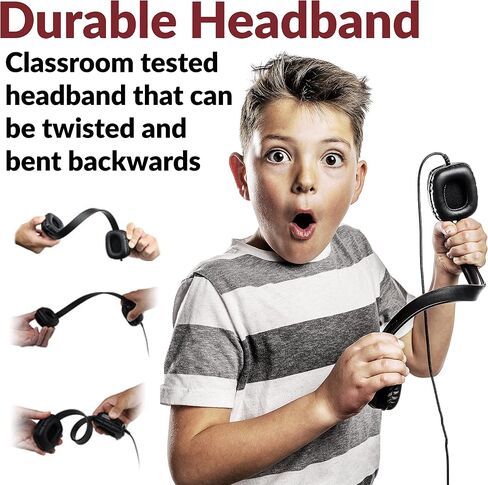 Cyber Acoustics ACM-6005 USB-A Headphones with Reinforced TuffCord | Wired USB Headphones, Larger Earcups, Padded Headband, Durable Design, Classroom or Home, Made with 60% Recycled Plastic in Kuwait