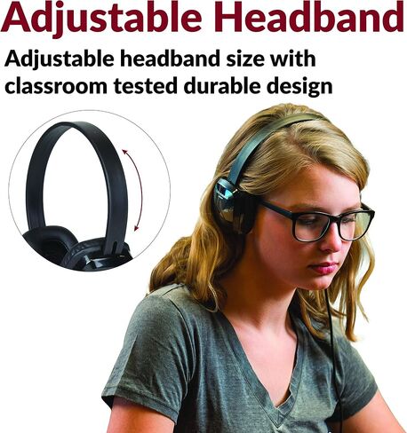Cyber Acoustics ACM-6005 USB-A Headphones with Reinforced TuffCord | Wired USB Headphones, Larger Earcups, Padded Headband, Durable Design, Classroom or Home, Made with 60% Recycled Plastic in Kuwait