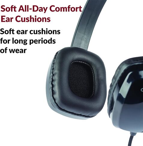 Cyber Acoustics ACM-6005 USB-A Headphones with Reinforced TuffCord | Wired USB Headphones, Larger Earcups, Padded Headband, Durable Design, Classroom or Home, Made with 60% Recycled Plastic in Kuwait