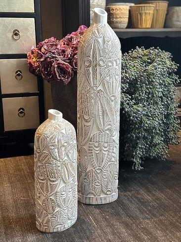 CWLWGO-Large Floor Vase,24 Inch Handmade Retro Vases, Flower Vase for Office, Home,Farmhouse,Living Room Décor,Sophisticated Vessel for Decorative Branches and Dried Flowers,Wood Grain Color.… in Saudi Arabia
