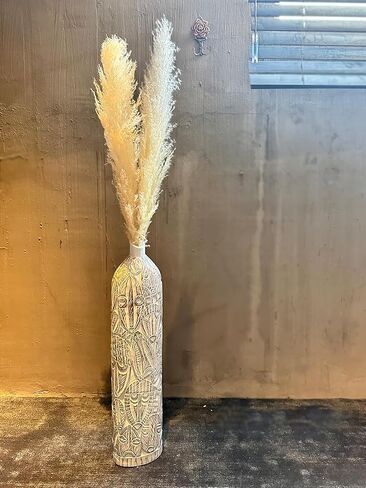 CWLWGO-Large Floor Vase,24 Inch Handmade Retro Vases, Flower Vase for Office, Home,Farmhouse,Living Room Décor,Sophisticated Vessel for Decorative Branches and Dried Flowers,Wood Grain Color.… in Saudi Arabia