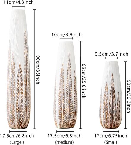 CWLWGO-Large Floor Vase,24 Inch Handmade Retro Vases, Flower Vase for Office, Home,Farmhouse,Living Room Décor,Sophisticated Vessel for Decorative Branches and Dried Flowers,Wood Grain Color.… in Saudi Arabia