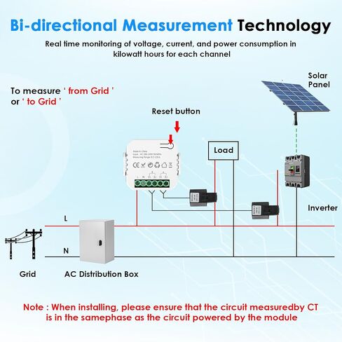 Smart Energy Monitor, Two-Way Bilateral Energy Meter,Tuya App with 2PCS 120A CT Current Transformers Clamps,WiFi AC 110V 220V Electricity Current Voltage Monitoring in Kuwait