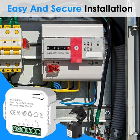 Smart Energy Monitor, Two-Way Bilateral Energy Meter,Tuya App with 2PCS 120A CT Current Transformers Clamps,WiFi AC 110V 220V Electricity Current Voltage Monitoring in Kuwait